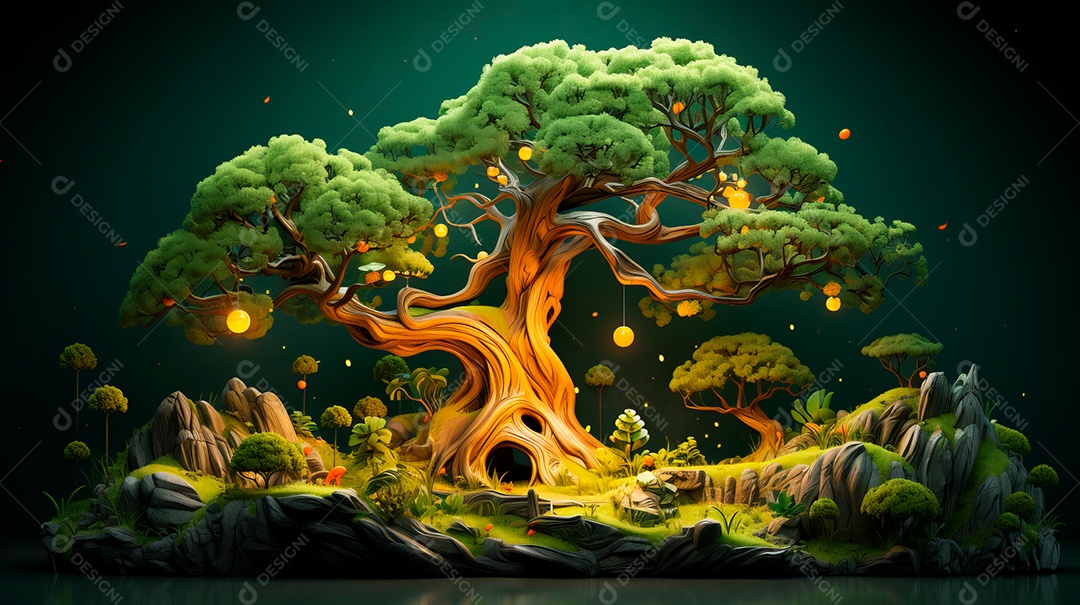 Aquarela Dia Nacional da Árvore, 22 de maio, IA generativa.