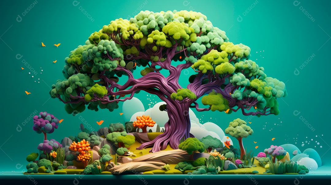 Aquarela Dia Nacional da Árvore, 22 de maio, IA generativa.