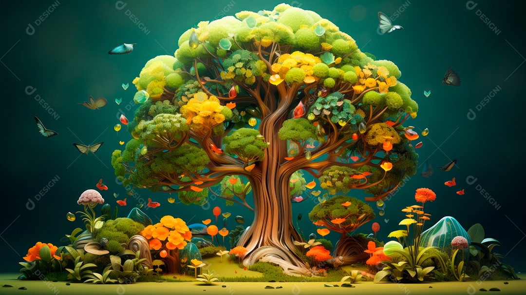 Aquarela Dia Nacional da Árvore, 22 de maio, IA generativa.