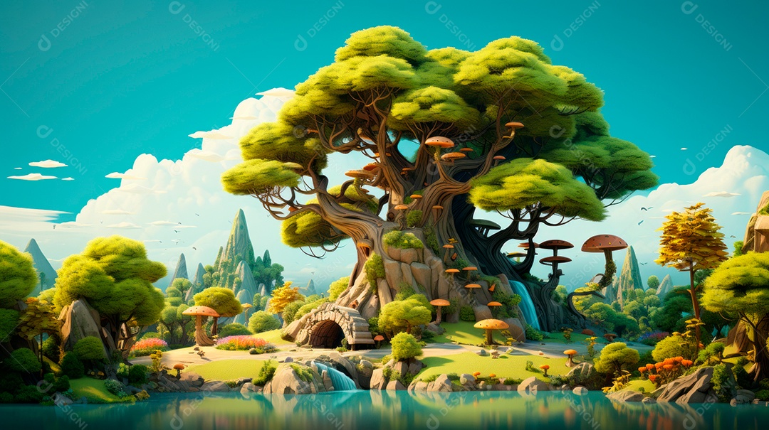 Aquarela Dia Nacional da Árvore, 22 de maio, IA generativa.