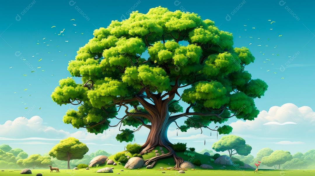 Aquarela Dia Nacional da Árvore, 22 de maio, IA generativa.