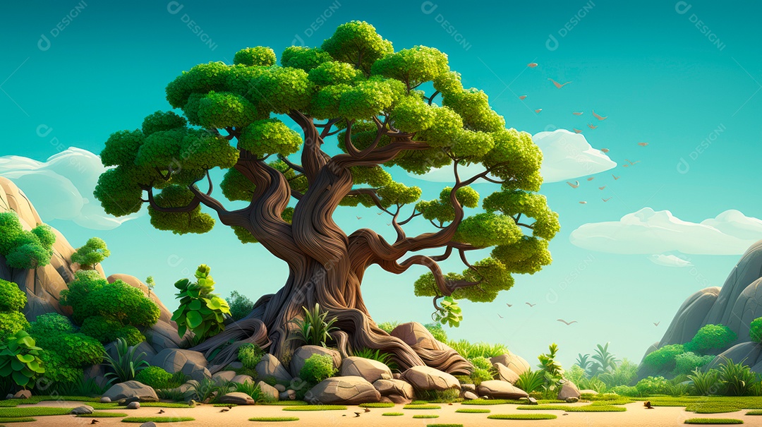 Aquarela Dia Nacional da Árvore, 22 de maio, IA generativa.