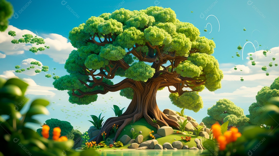 Aquarela Dia Nacional da Árvore, 22 de maio, IA generativa.
