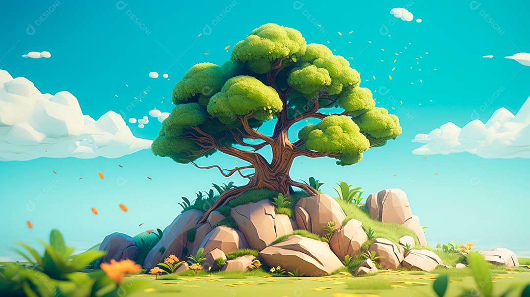 Aquarela Dia Nacional da Árvore, 22 de maio, IA generativa.