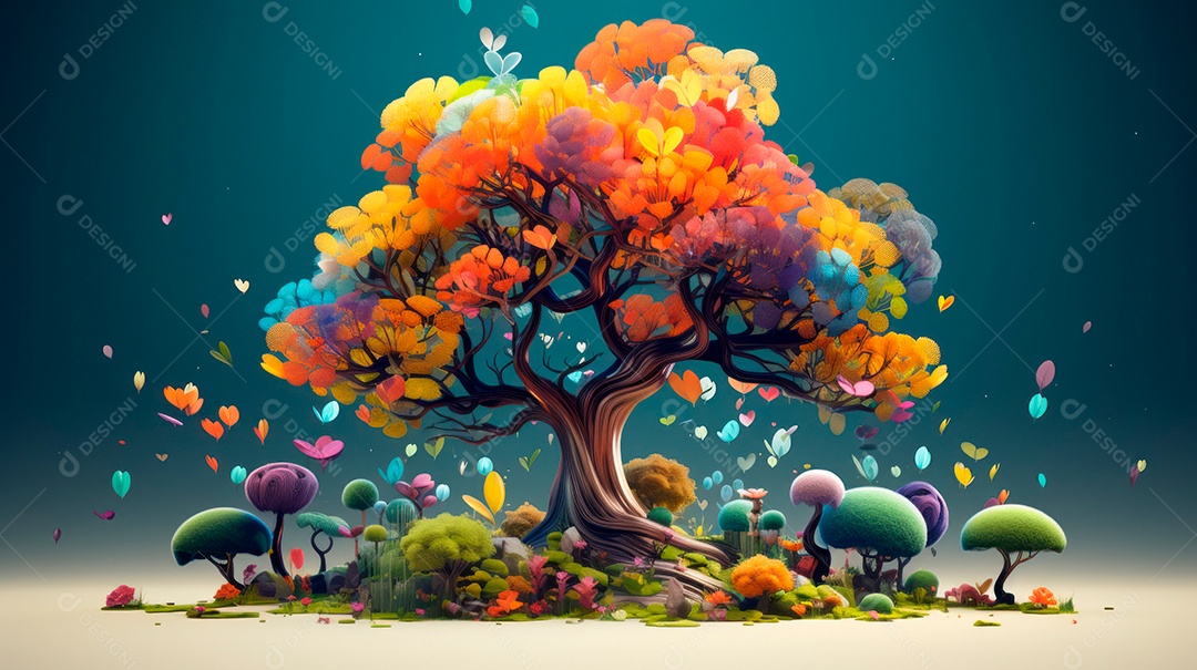 Aquarela Dia Nacional da Árvore, 22 de maio, IA generativa.