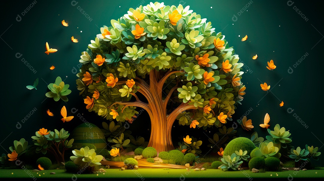 Aquarela Dia Nacional da Árvore, 22 de maio, IA generativa.