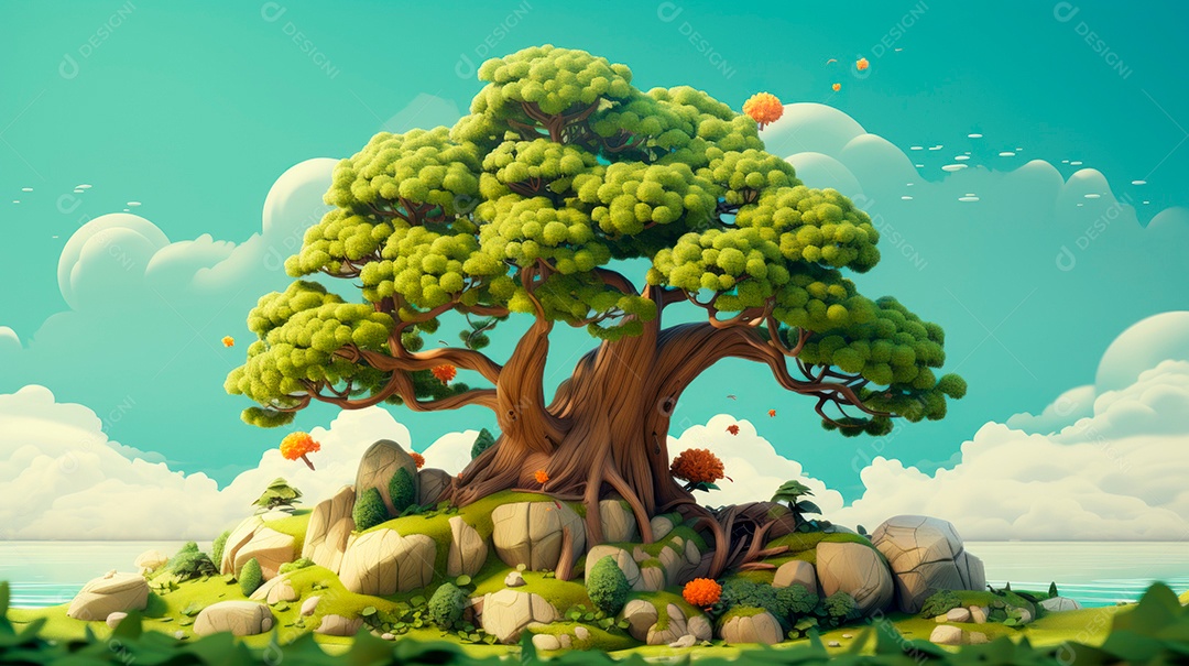 Aquarela Dia Nacional da Árvore, 22 de maio, IA generativa.