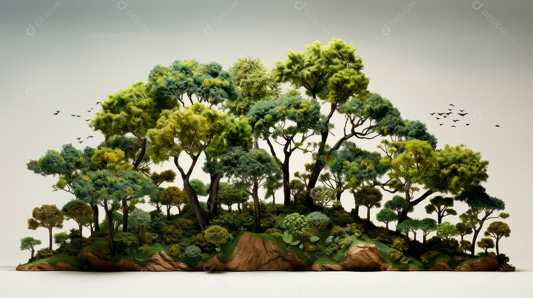 Aquarela Dia Nacional da Árvore, 22 de maio, IA generativa.