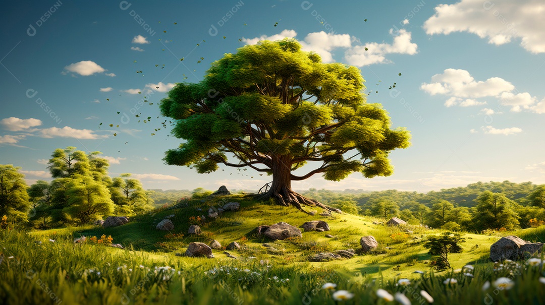 Aquarela Dia Nacional da Árvore, 22 de maio, IA generativa.