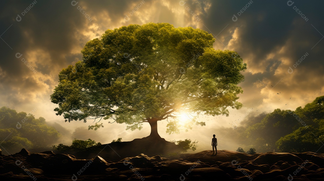 Aquarela Dia Nacional da Árvore, 22 de maio, IA generativa.