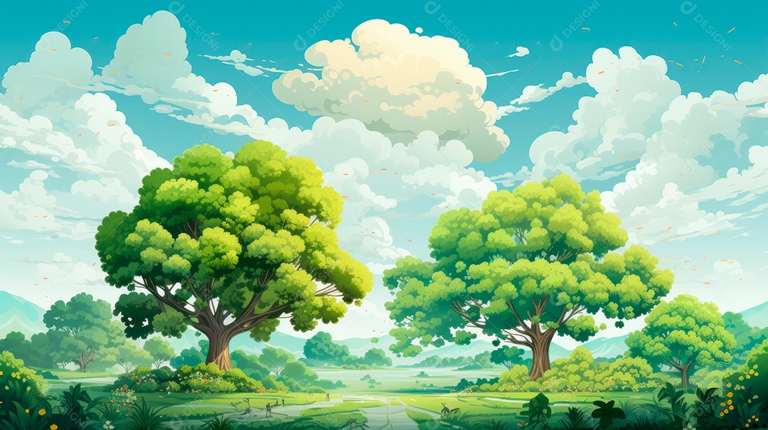 Aquarela Dia Nacional da Árvore, 22 de maio, IA generativa.