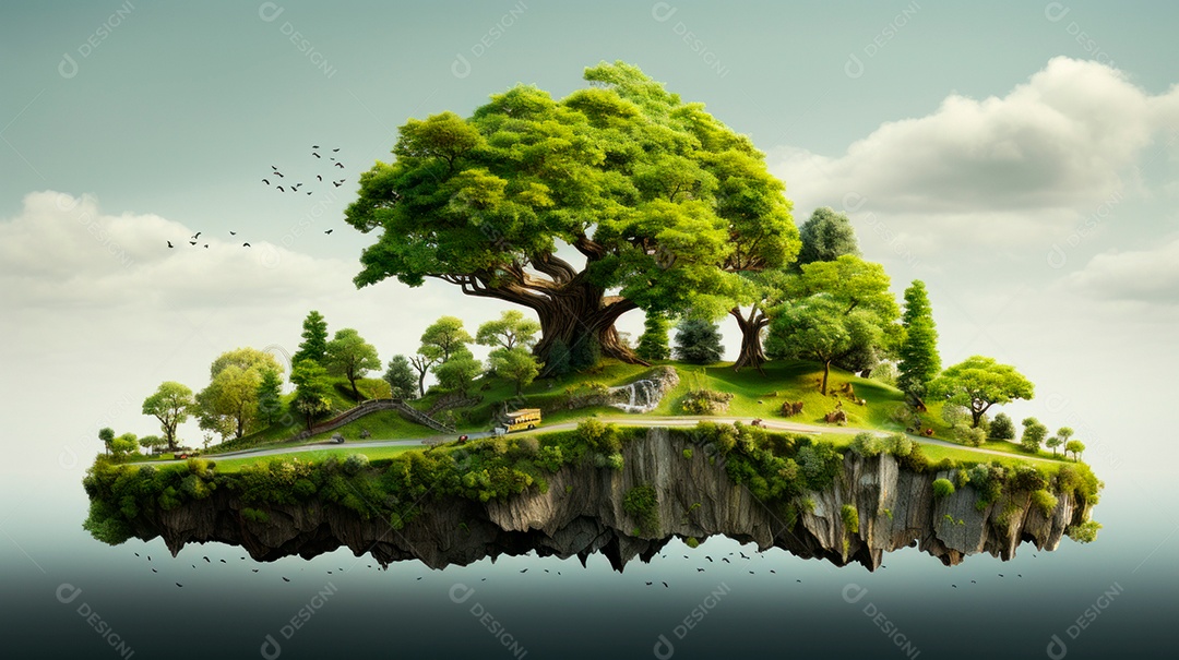 Aquarela Dia Nacional da Árvore, 22 de maio, IA generativa.