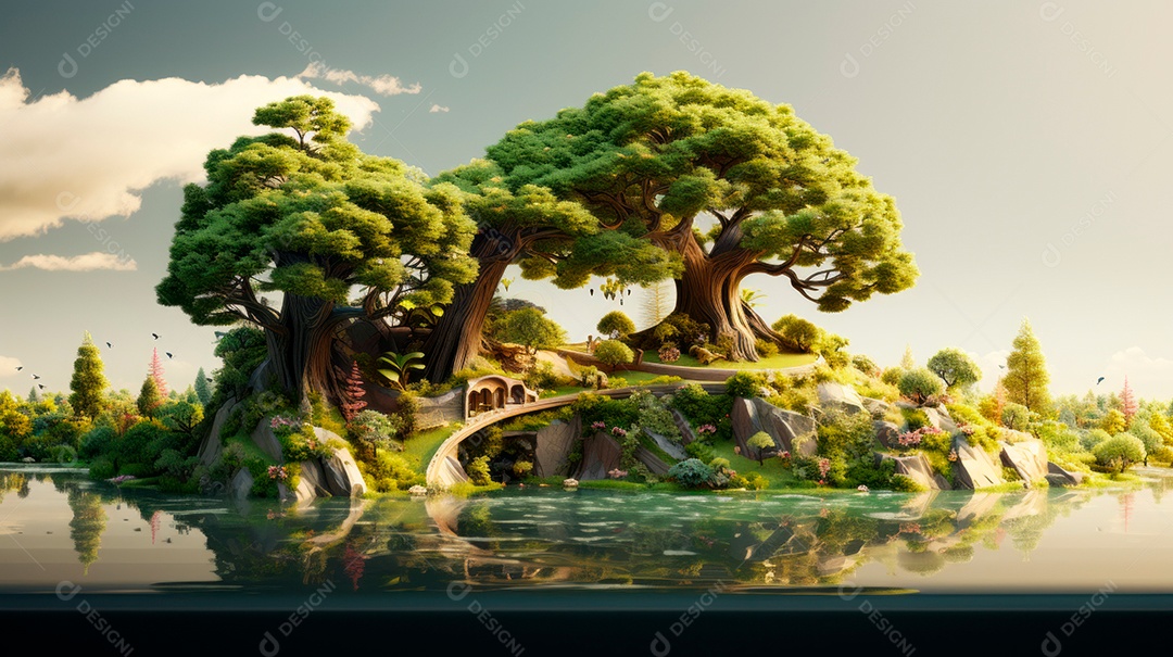 Aquarela Dia Nacional da Árvore, 22 de maio, IA generativa.