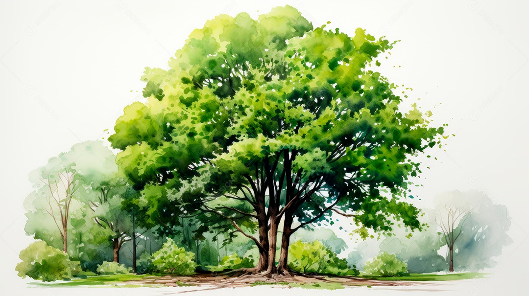 Aquarela Dia Nacional da Árvore, 22 de maio, IA generativa.
