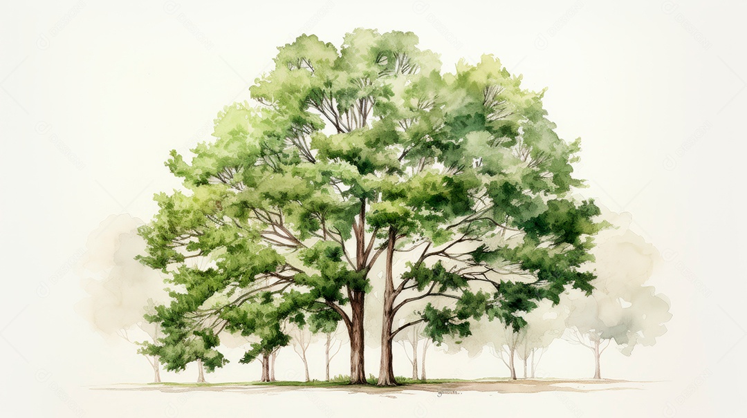 Aquarela Dia Nacional da Árvore, 22 de maio, IA generativa.