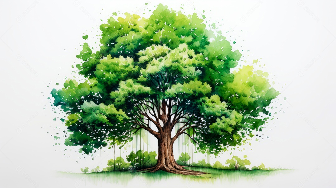 Aquarela Dia Nacional da Árvore, 22 de maio, IA generativa.
