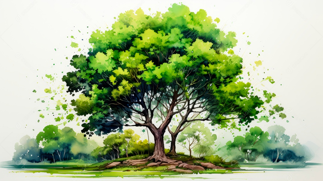 Aquarela Dia Nacional da Árvore, 22 de maio, IA generativa.