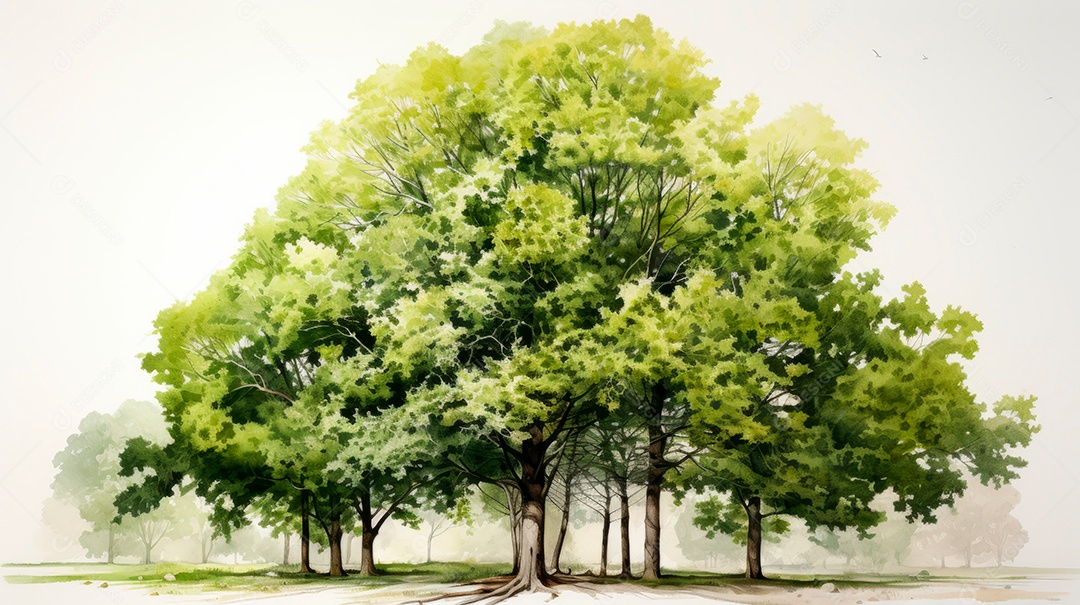 Aquarela Dia Nacional da Árvore, 22 de maio, IA generativa.