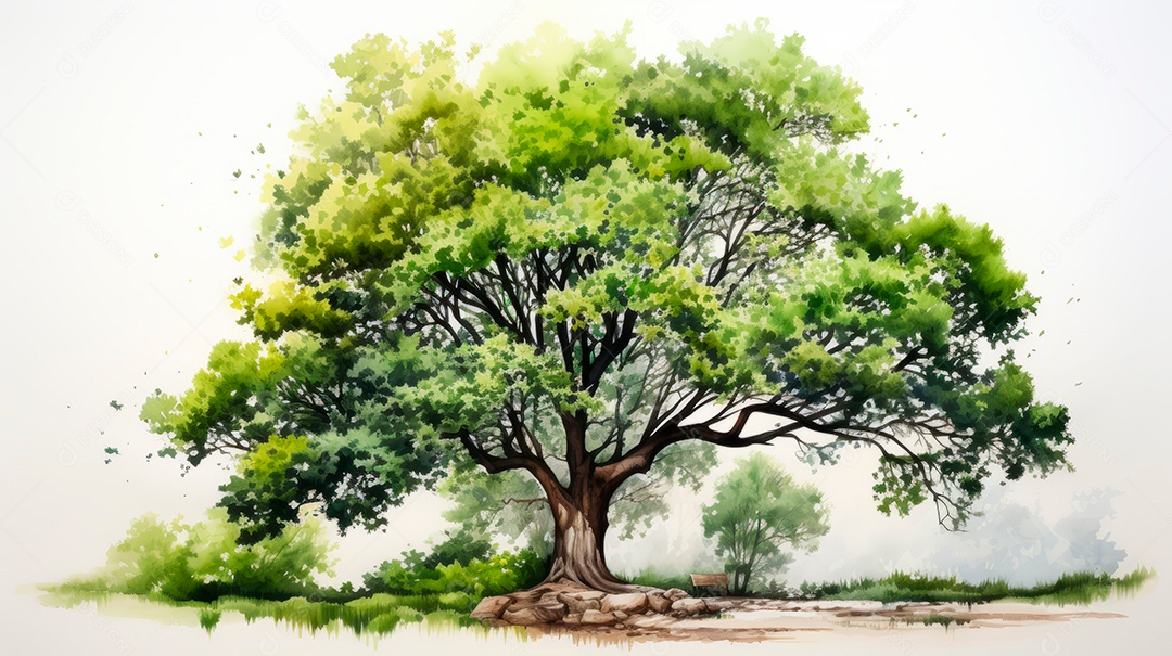 Aquarela Dia Nacional da Árvore, 22 de maio, IA generativa.