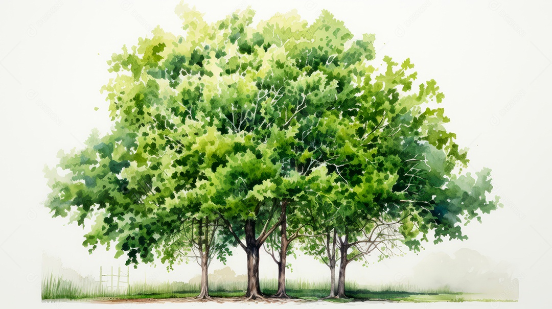 Aquarela Dia Nacional da Árvore, 22 de maio, IA generativa.