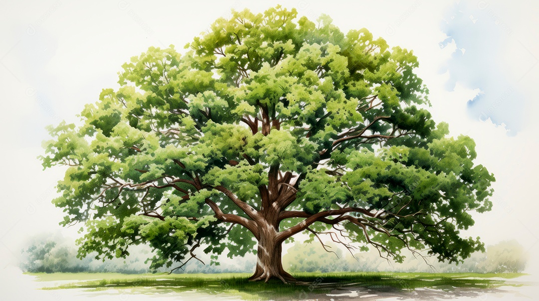 Aquarela Dia Nacional da Árvore, 22 de maio, IA generativa.