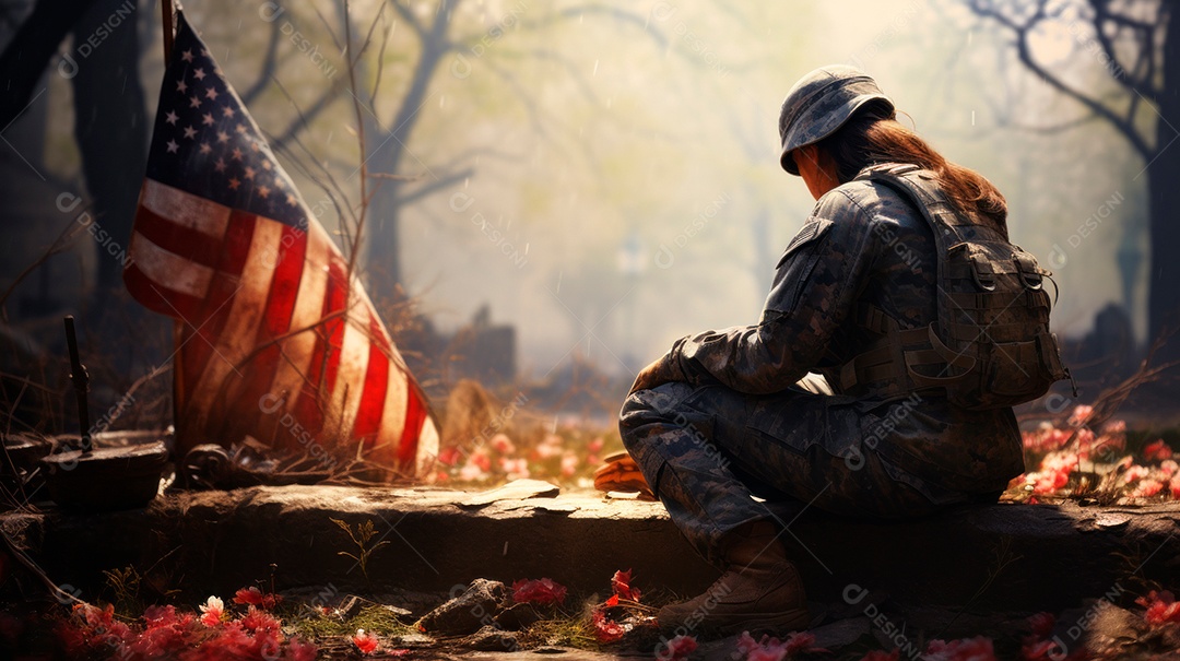 Memorial Dia, lembrando os soldados caídos em todo o mundo, 27 de maio IA generativa.