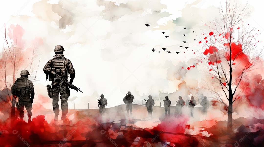 Aquarela Memorial Dia, lembrando os soldados caídos em todo o mundo 27 de maio Gen.