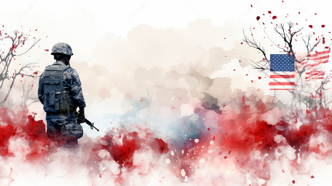 Aquarela Memorial Dia, lembrando os soldados caídos em todo o mundo 27 de maio Gen.