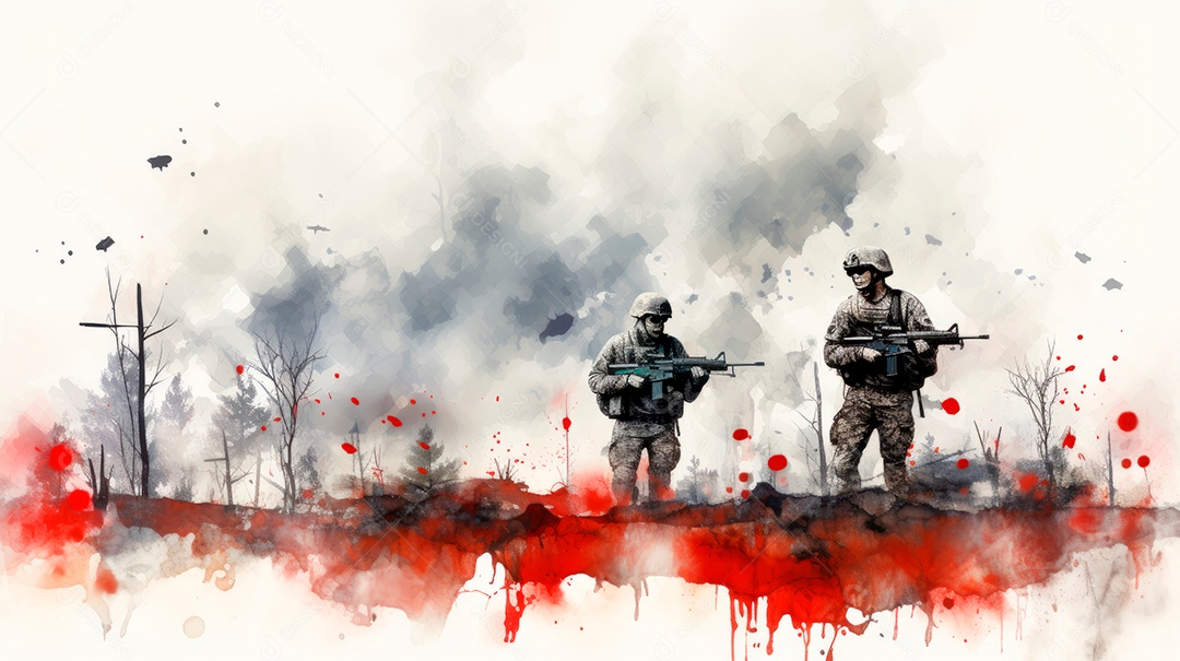 Aquarela Memorial Dia, lembrando os soldados caídos em todo o mundo 27 de maio Gen.