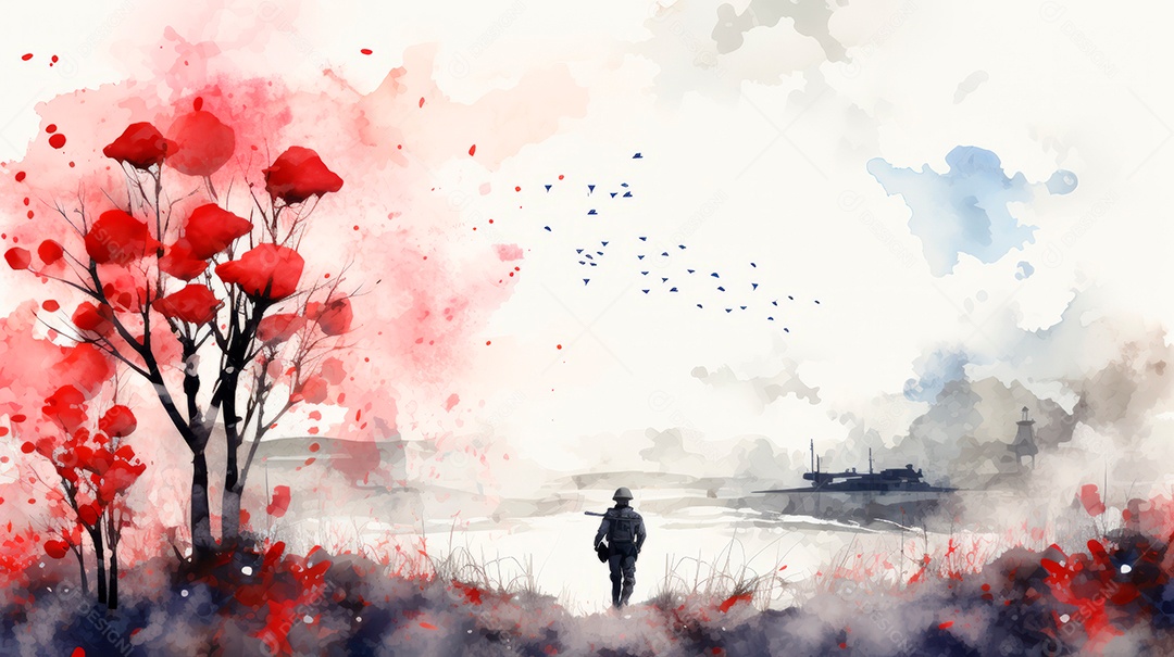 Aquarela Memorial Dia, lembrando os soldados caídos em todo o mundo 27 de maio Gen.