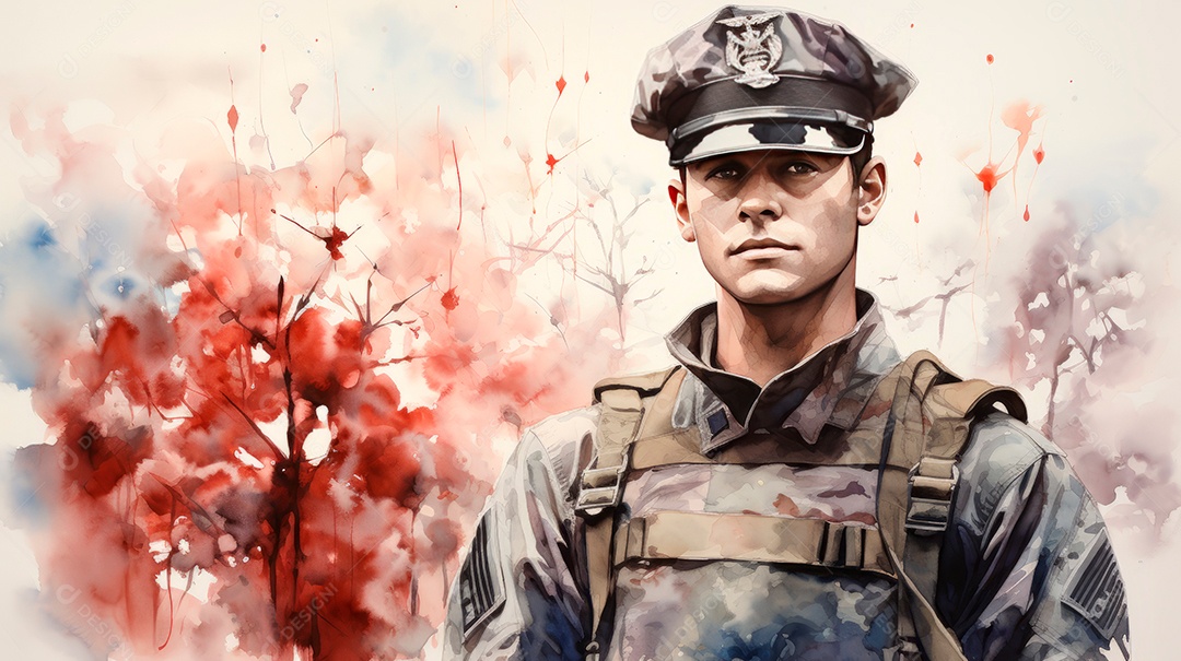 Aquarela Memorial Dia, lembrando os soldados caídos em todo o mundo 27 de maio Gen.