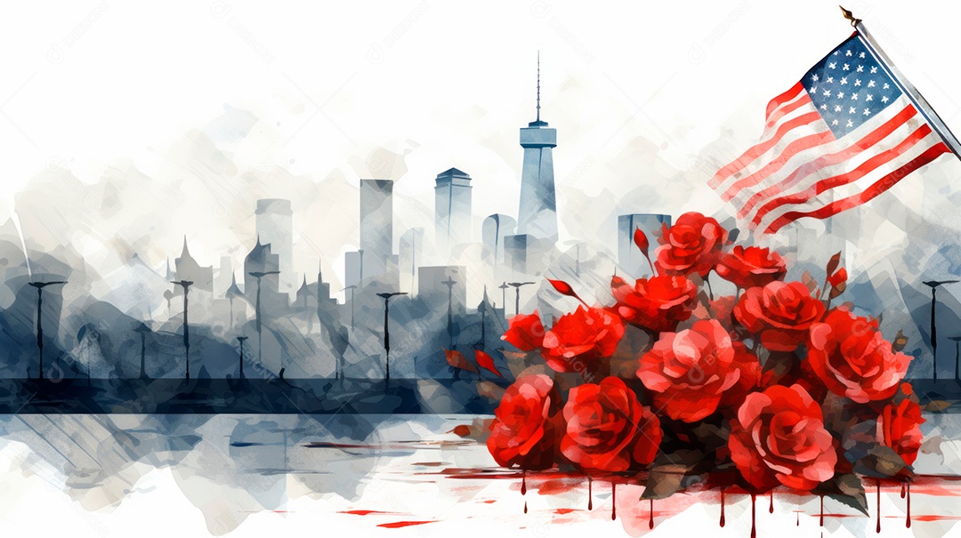 Aquarela Memorial Dia, lembrando os soldados caídos em todo o mundo 27 de maio Gen.