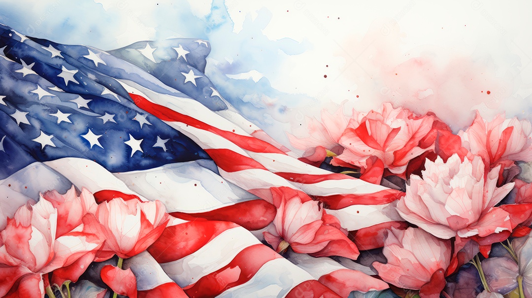 Aquarela Memorial Dia, lembrando os soldados caídos em todo o mundo 27 de maio Gen.