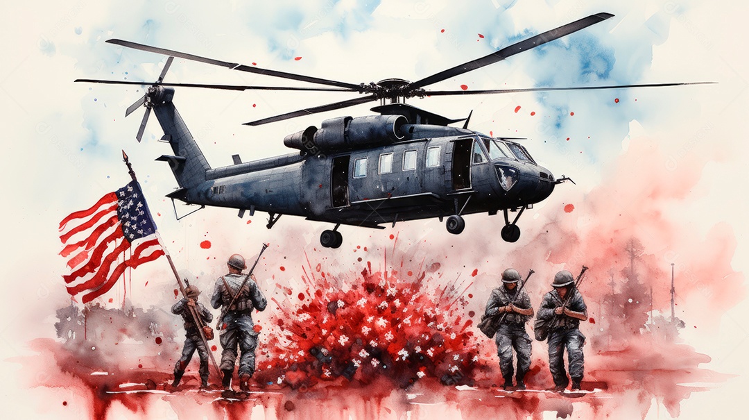 Aquarela Memorial Dia, lembrando os soldados caídos em todo o mundo 27 de maio Gen.