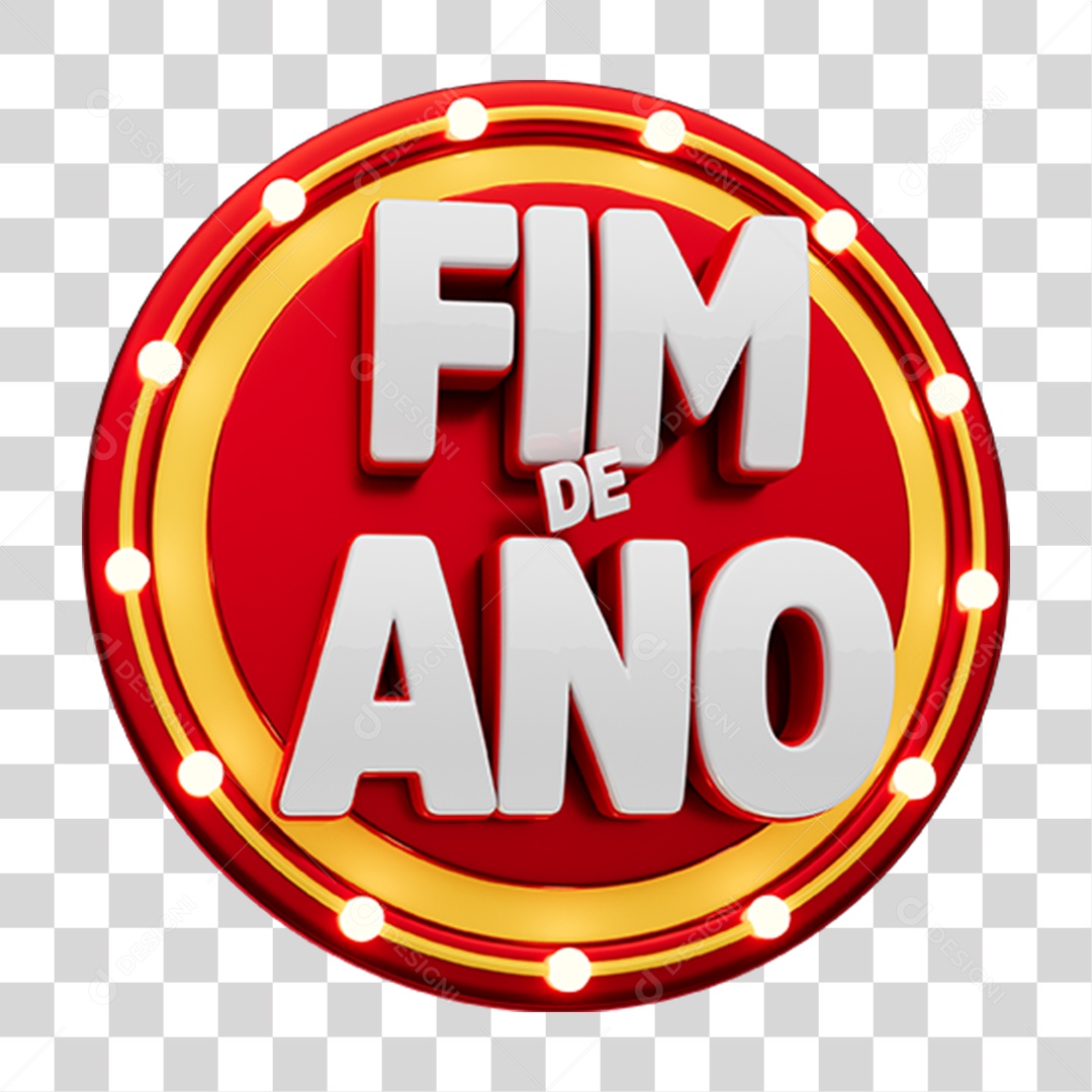 Selo 3D Fim de Ano PNG Transparente