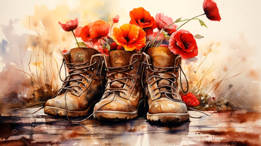 Aquarela Memorial Dia, lembrando os soldados caídos em todo o mundo 27 de maio Gen.