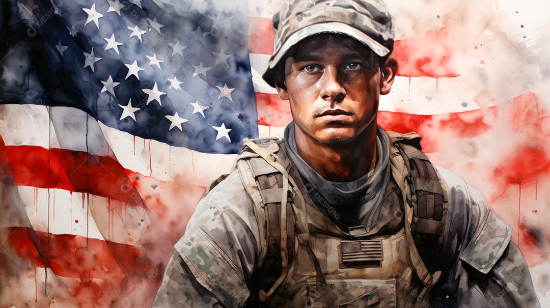 Aquarela Memorial Dia, lembrando os soldados caídos em todo o mundo 27 de maio Gen.