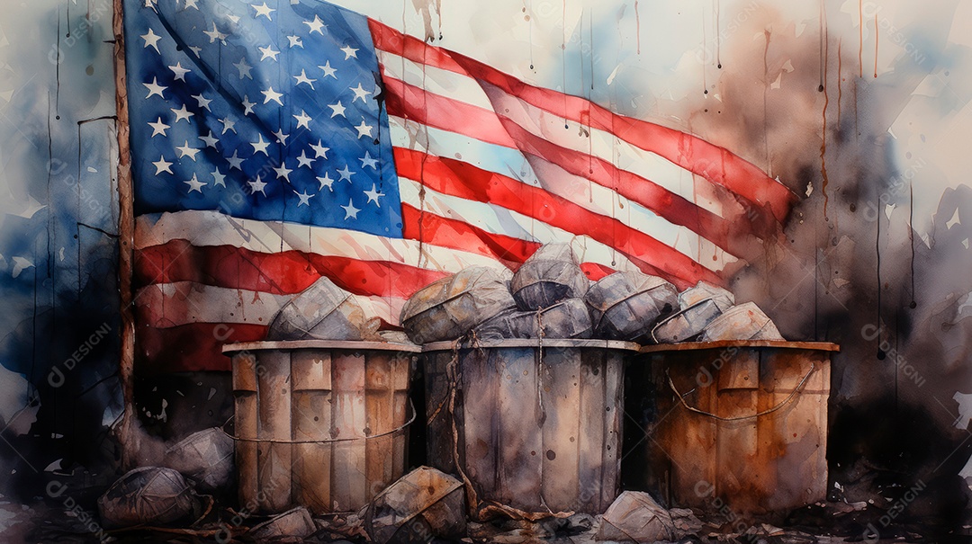 Aquarela Memorial Dia, lembrando os soldados caídos em todo o mundo 27 de maio Gen.