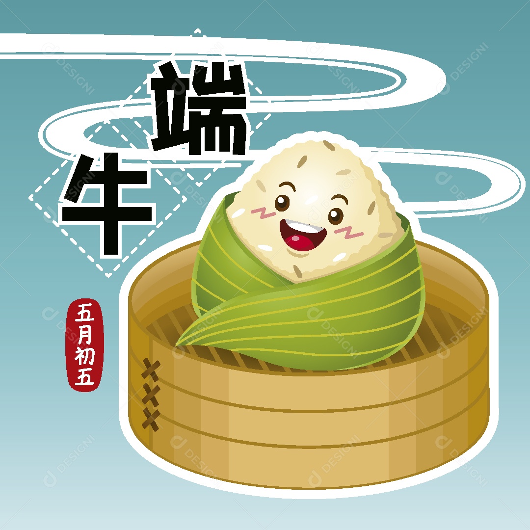 Bolo de Arroz Japonês Personagem Vetor EPS