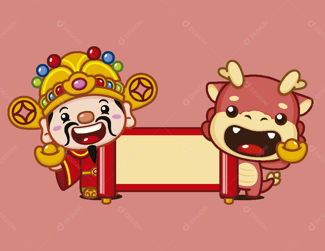 Personagens do Ano Novo Chinês Vetor EPS