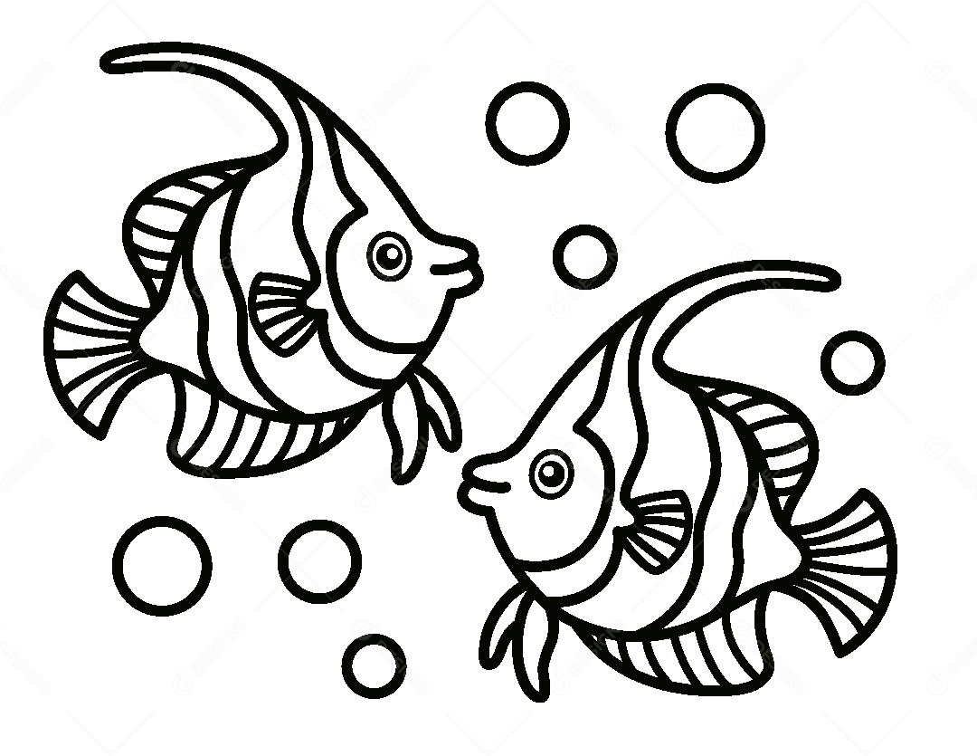 Desenho de Peixes Para Colorir Vetor EPS