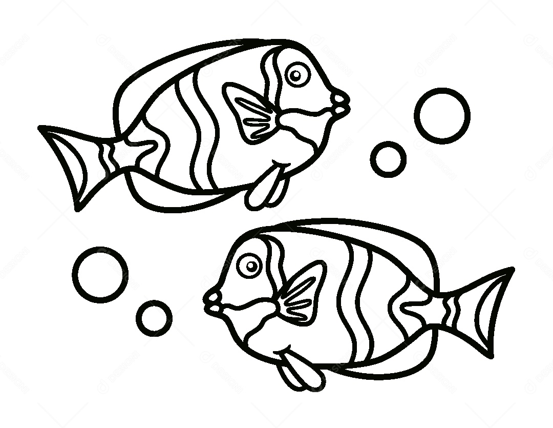Desenho de Peixes Para Colorir Vetor EPS