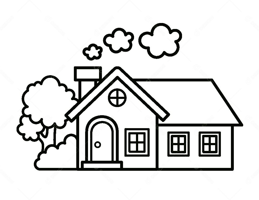 Desenho de uma Casa Para Colorir Vetor EPS