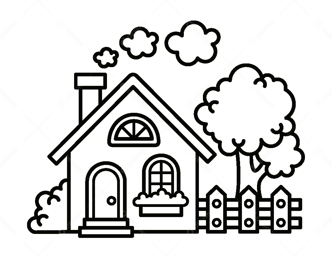 Desenho de uma Casa Para Colorir Vetor EPS