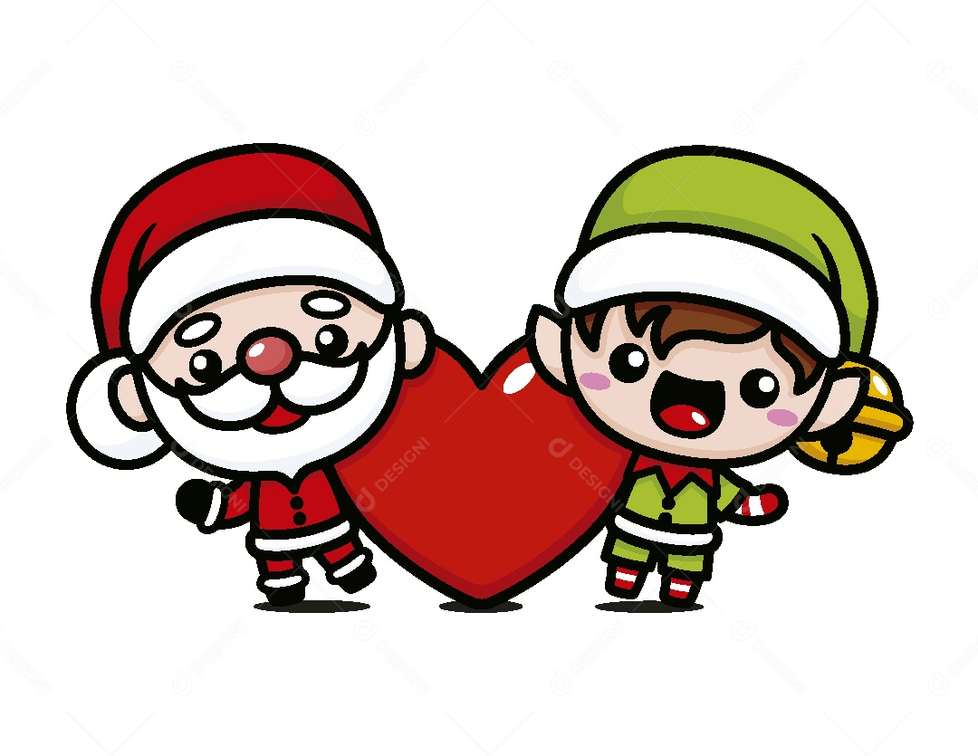 Papai Noel e Duende de Natal Ilustração Vetor EPS