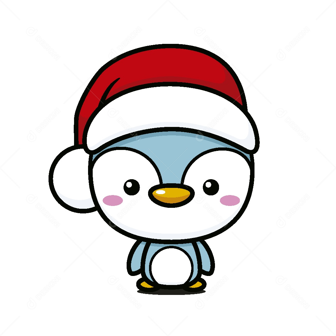 Pinguim com Chapéu de Natal Ilustração Vetor EPS