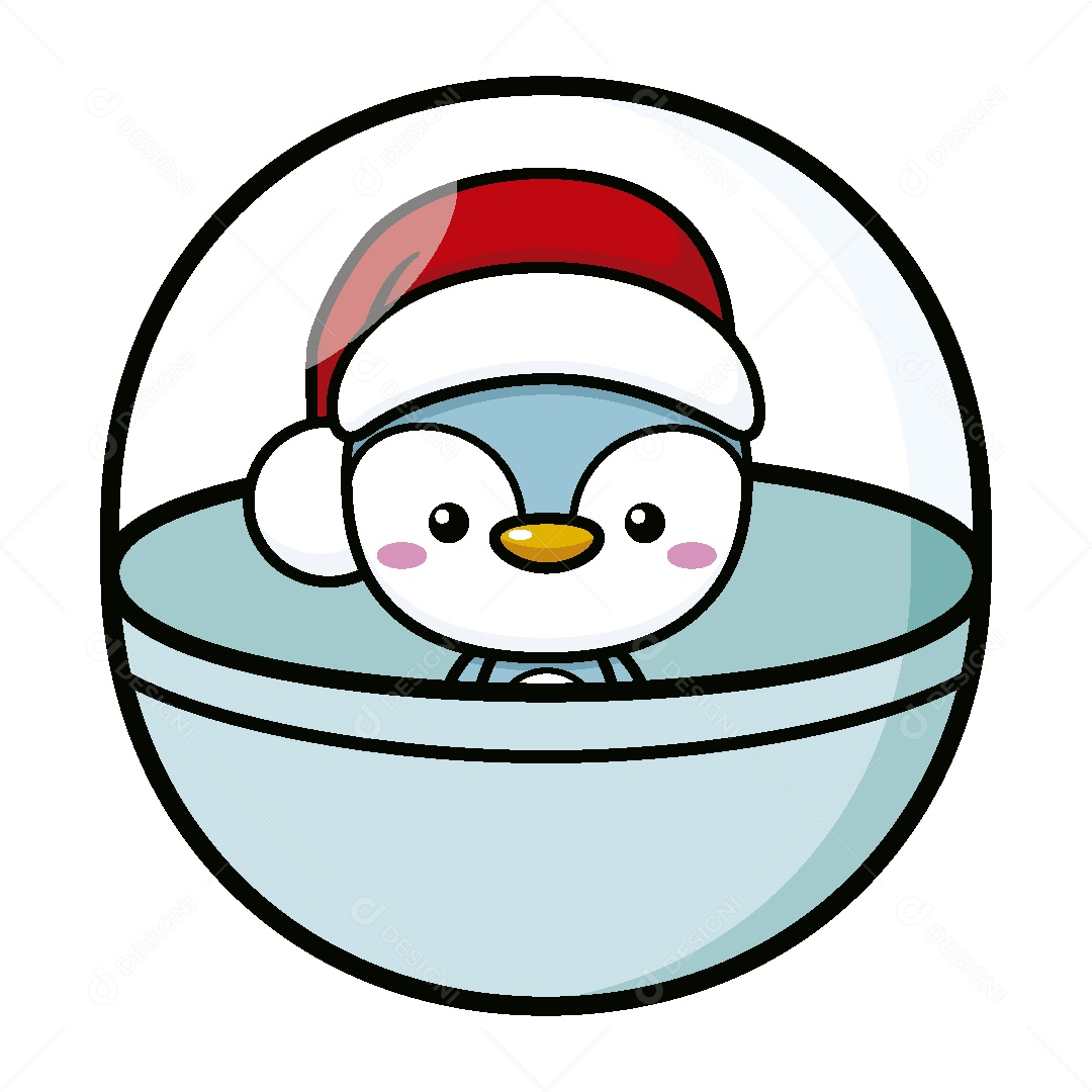 Pinguim com Chapéu de Natal Ilustração Vetor EPS