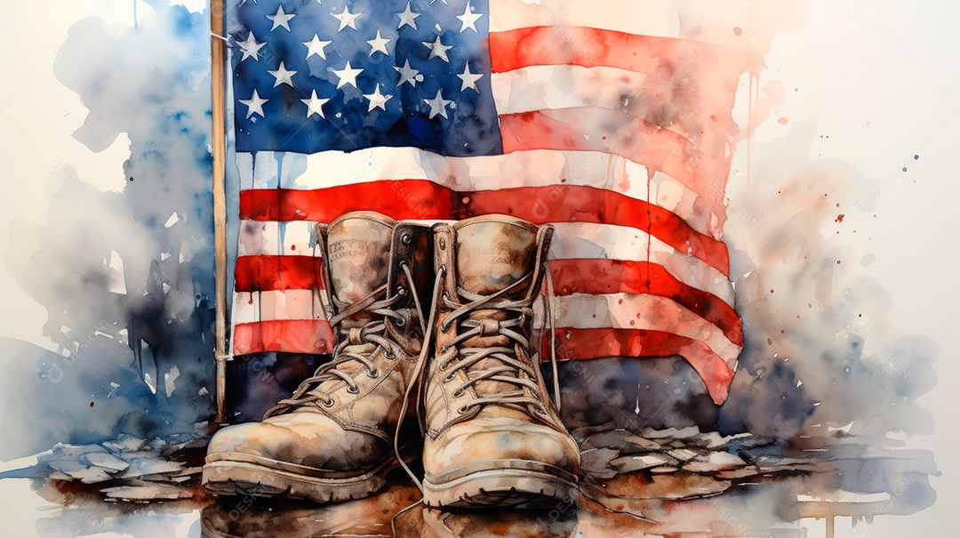 Aquarela Memorial Dia, lembrando os soldados caídos em todo o mundo 27 de maio Gen.