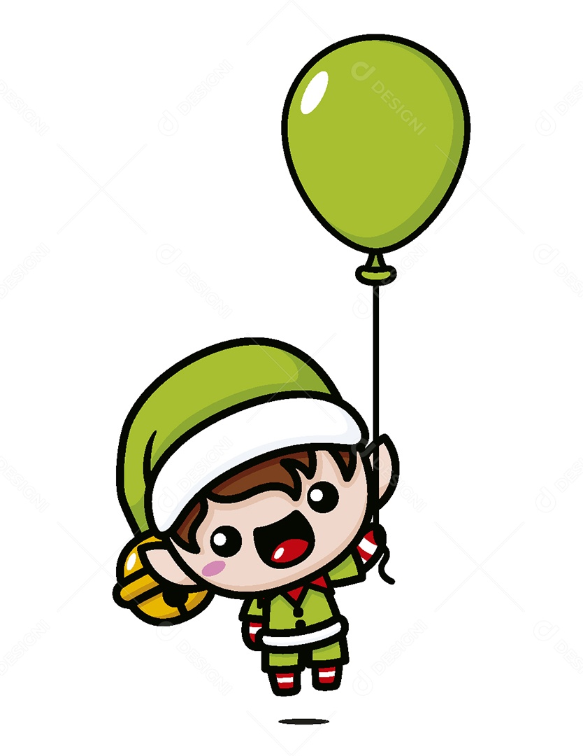 Duende de Natal com um Balão Ilustração Vetor EPS