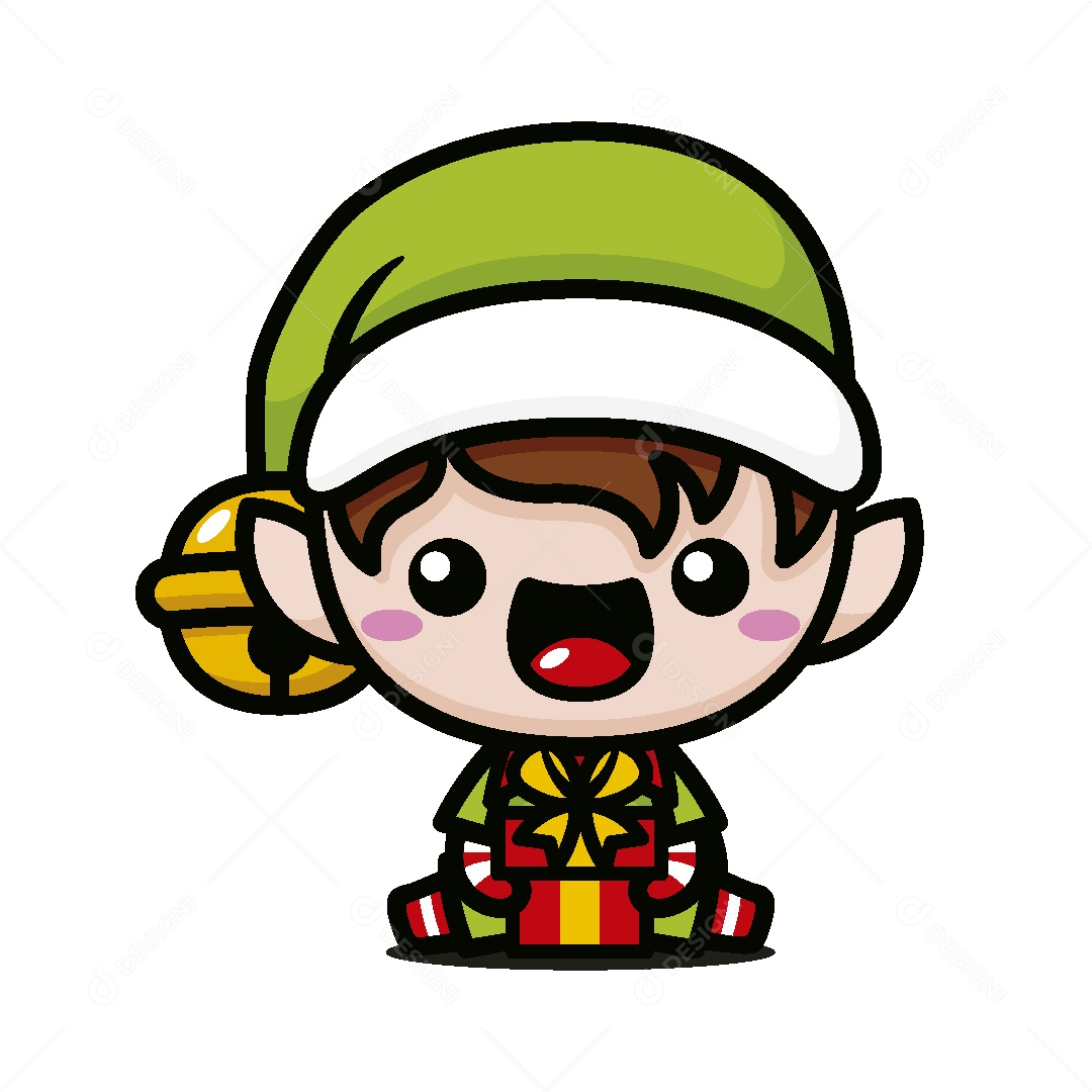 Duende de Natal com Presentes Ilustração Vetor EPS
